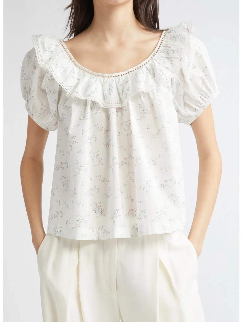 Silvie Floral Puff Sleeve Organic Cotton - Size XS